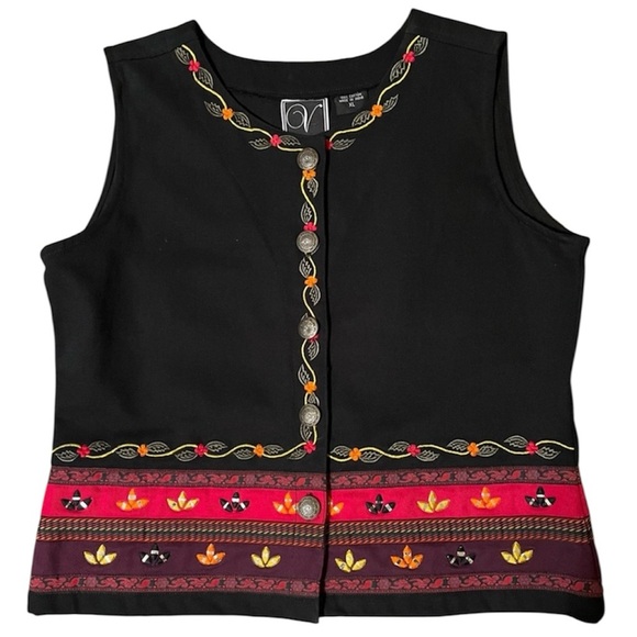 Vintage Valencia Vest. XL. Unique details. Black. Cotton - Picture 1 of 6